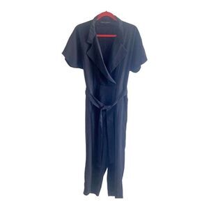 English Factory Black Short Sleeve Faux Wrap Jumpsuit w/Removable Belt SZ S NWOT
